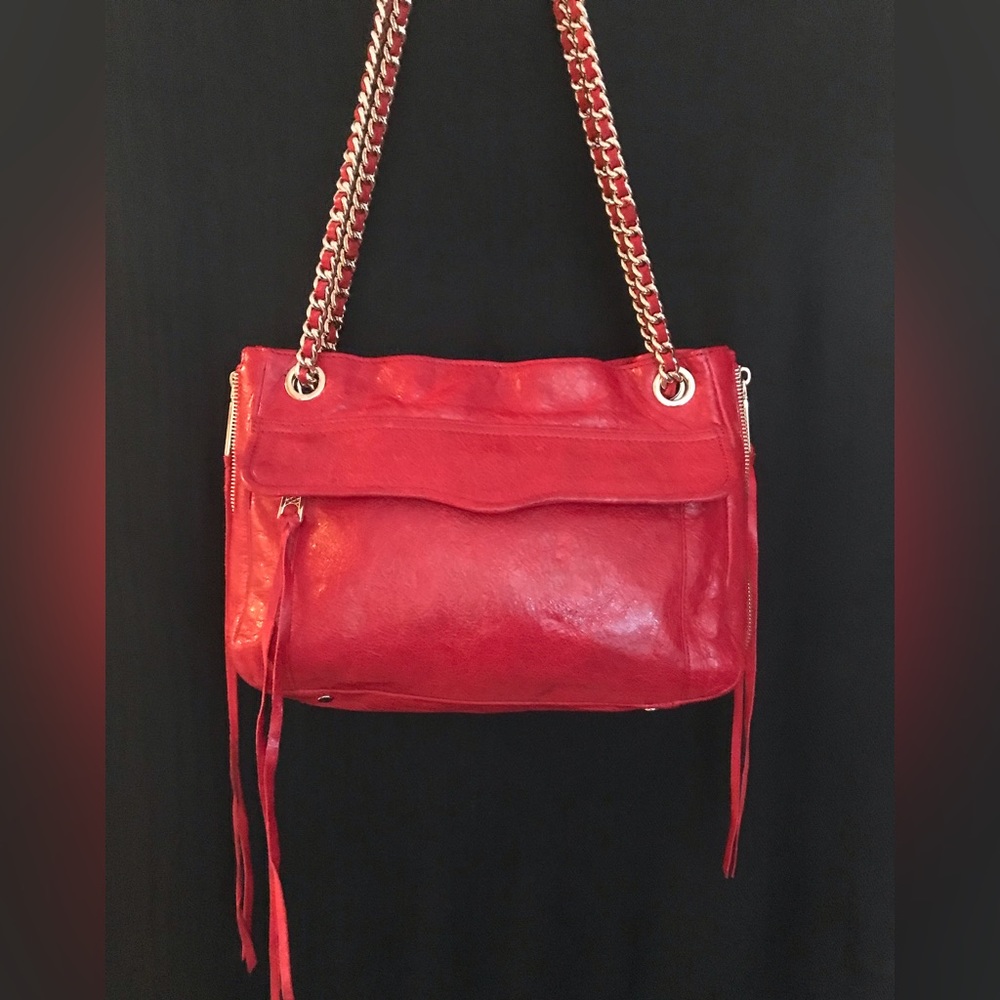 Rebecca Minkoff Swing Distressed Red Leather Shoulder Bag